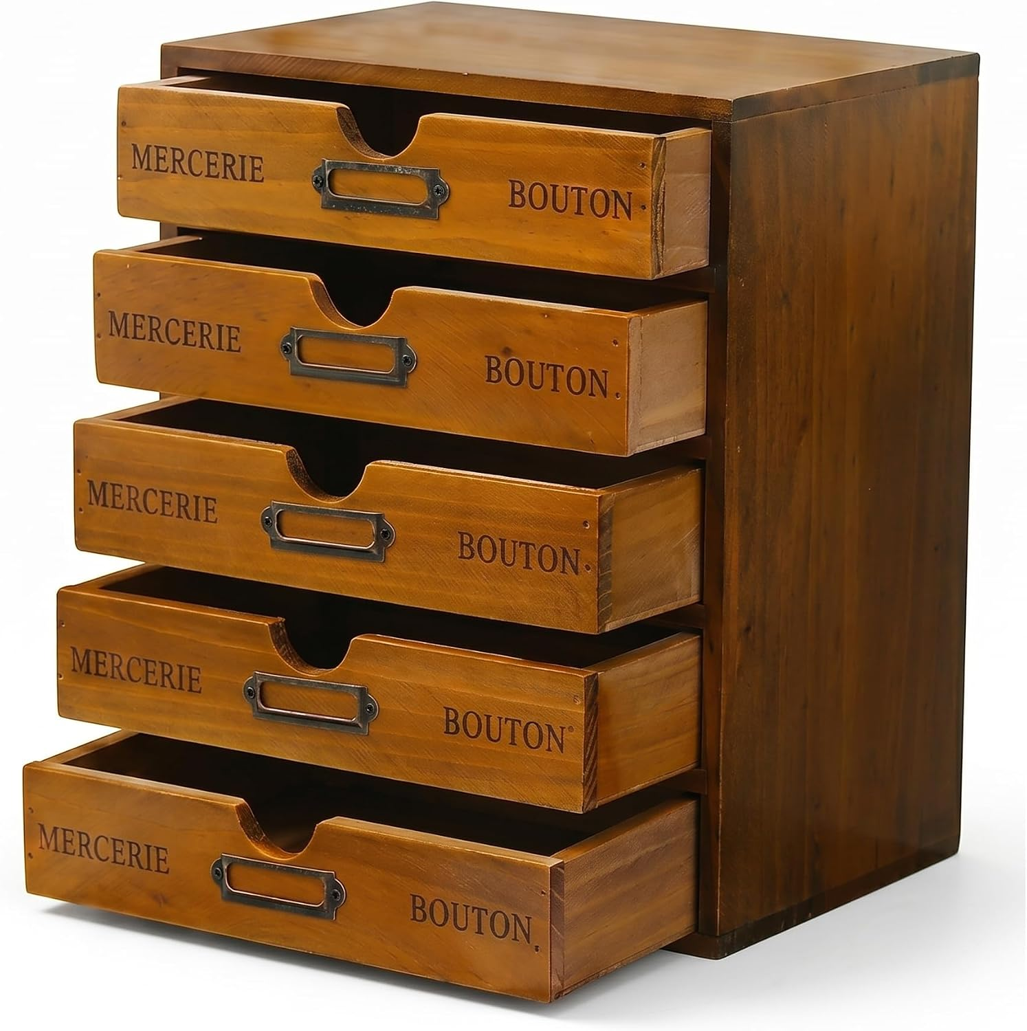 Organized dorm desk with a wood desk organizer and tidy small items