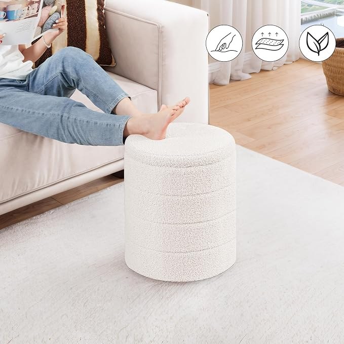 Storage ottoman used as dorm room seating and storage